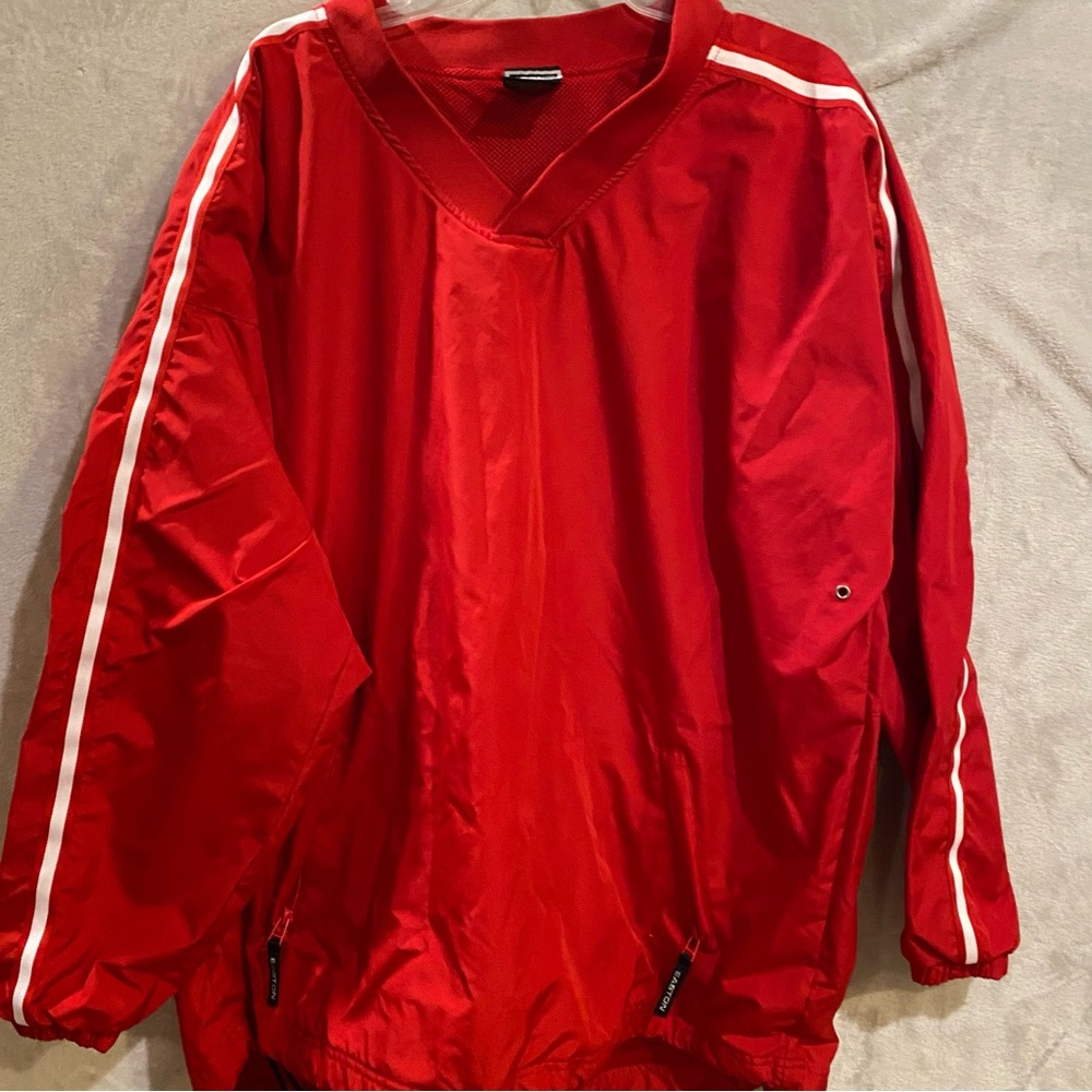 Easton Jacket Men’s 2X Red Vneck Pullover Lined Lightweight Windbreaker